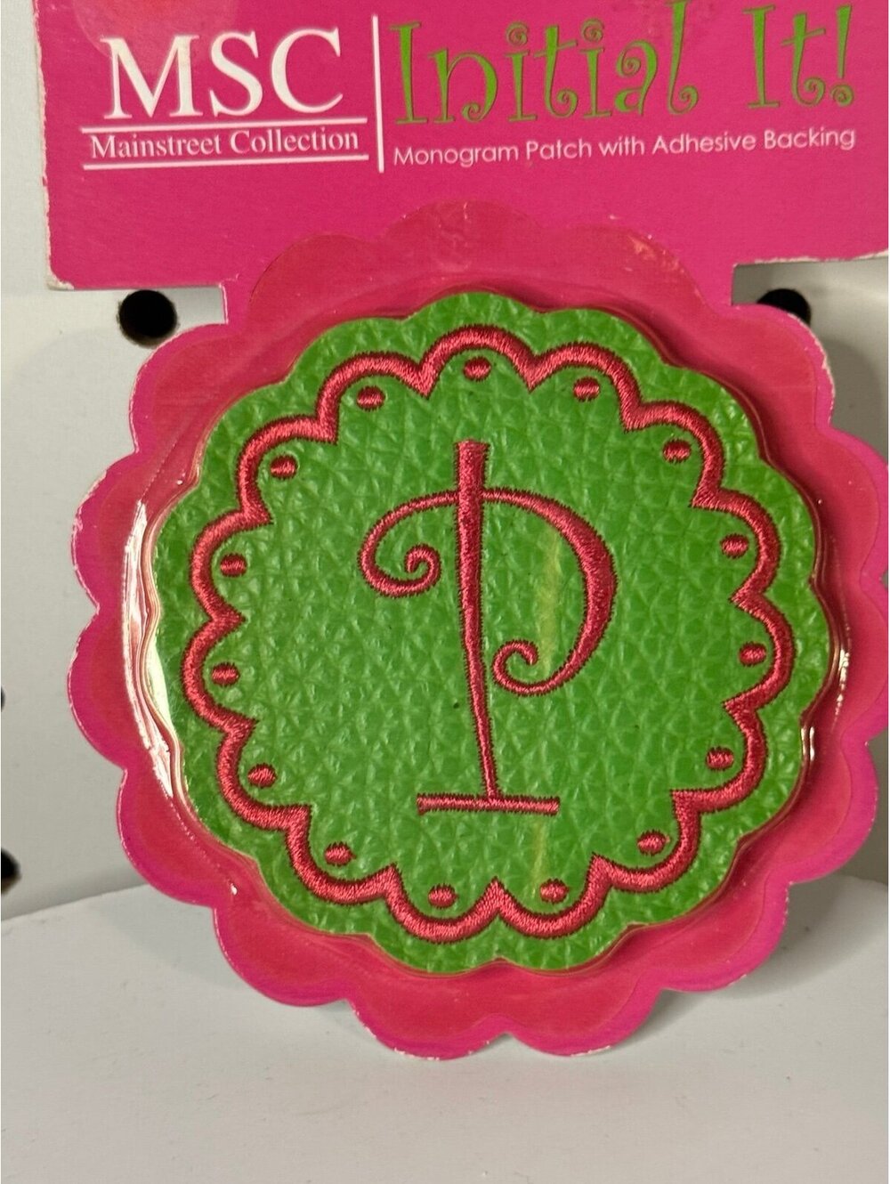 3 inch letter P Mainstreet Collection Monogram Patch Adhesive Backing